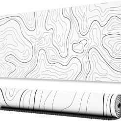 Large Gaming Mouse Pad 31.5 x 11.8in Topographic White