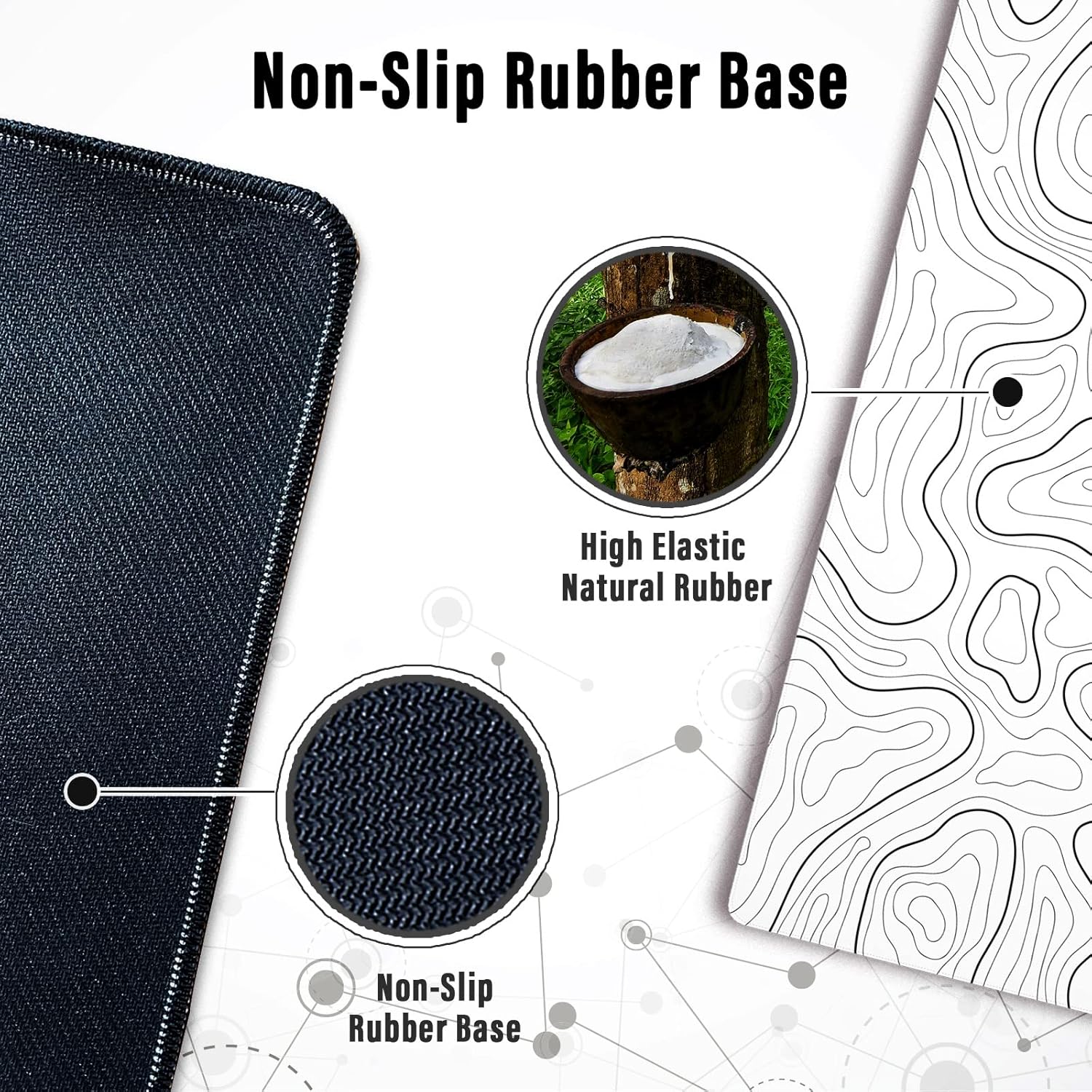 Large Gaming Mouse Pad 31.5 x 11.8in Topographic White - Image 4