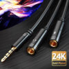 Headphone Splitter 0.3m 1ft 3.5mm 2 Female to 1 Male Mic and Audio Y Splitter TRRS