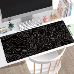 Large Gaming Mouse Pad 31.5 x 11.8in Topographic Black