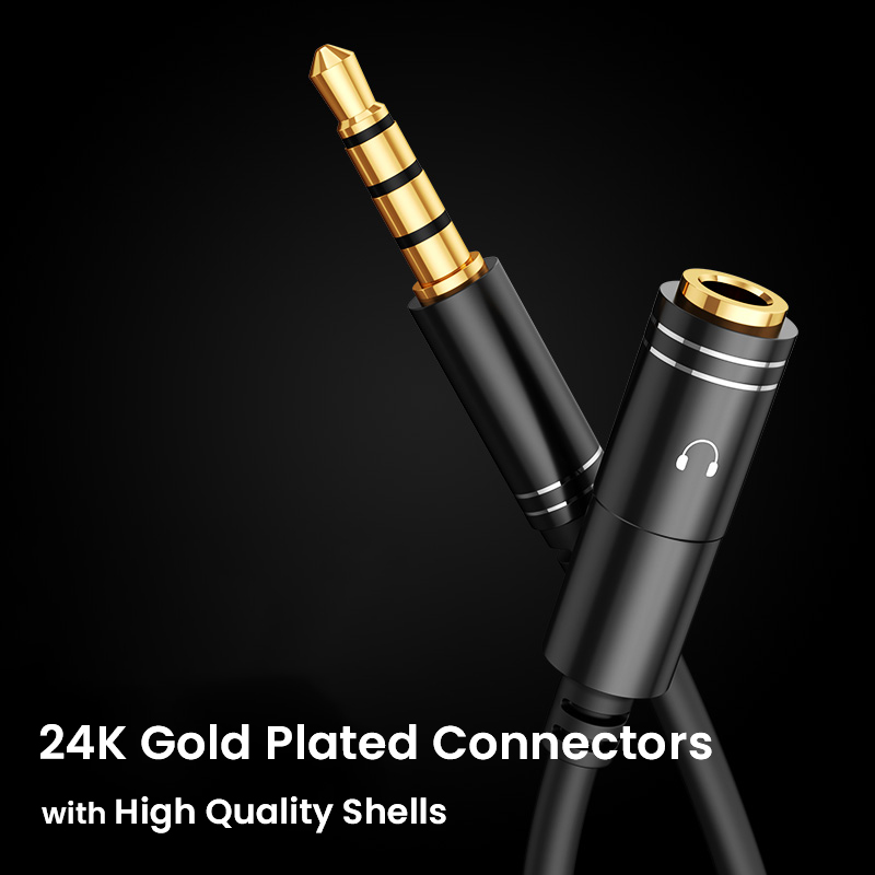 Headphone Splitter 0.3m 1ft 3.5mm 2 Female to 1 Male Mic and Audio Y Splitter TRRS - Image 6