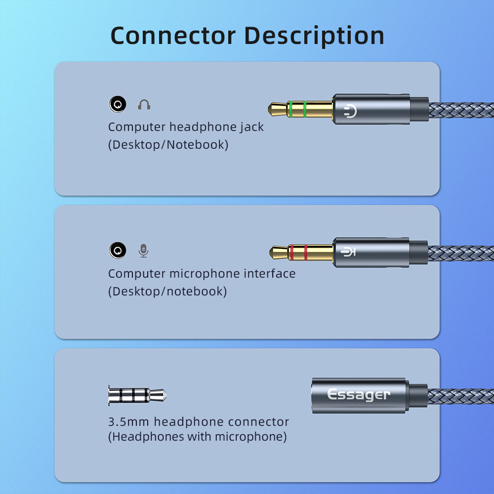 Aux Cable Headphone Audio Splitter 3.5mm Female to 2 3.5mm Jack Male Aux - Image 3