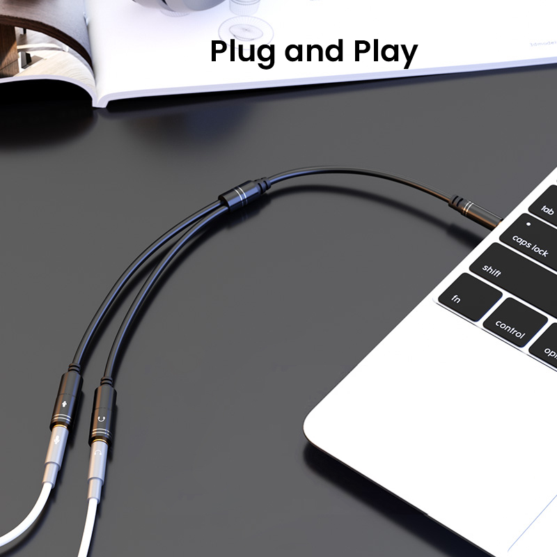 Headphone Splitter 0.3m 1ft 3.5mm 2 Female to 1 Male Mic and Audio Y Splitter TRRS - Image 5