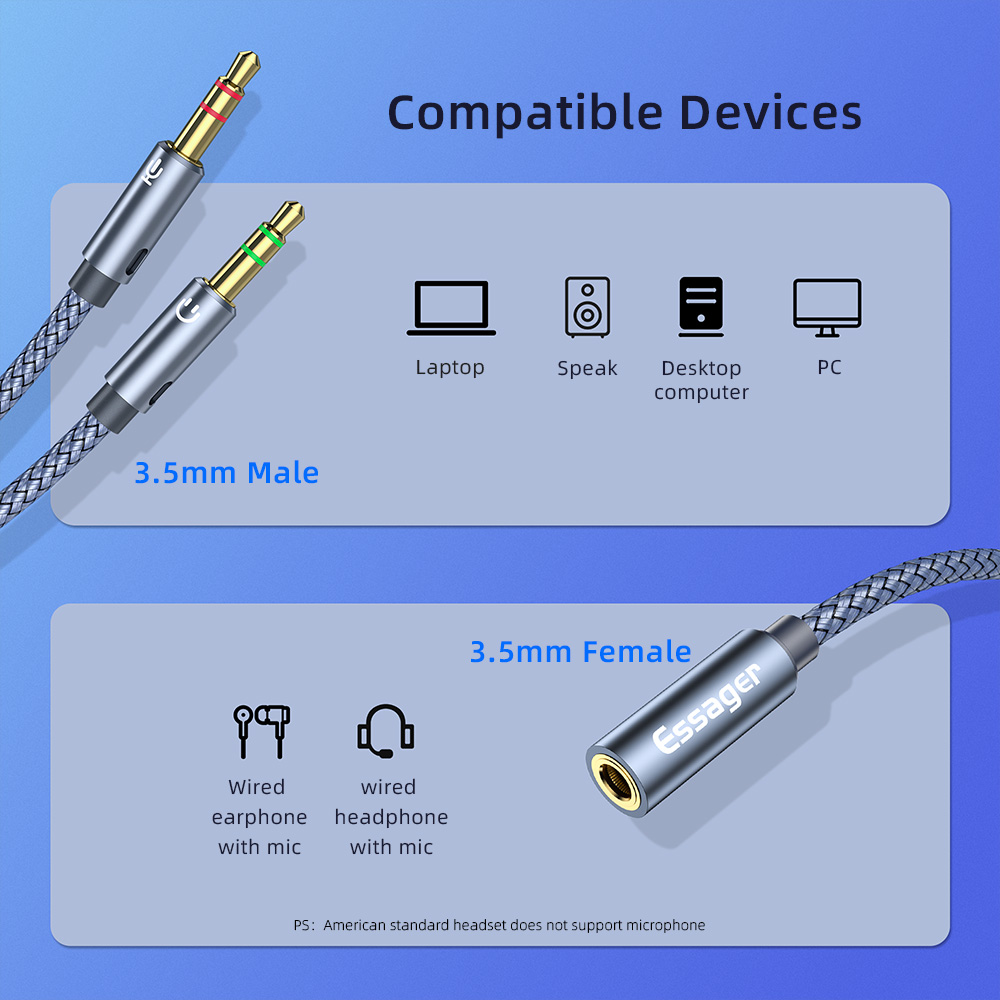 Aux Cable Headphone Audio Splitter 3.5mm Female to 2 3.5mm Jack Male Aux - Image 4