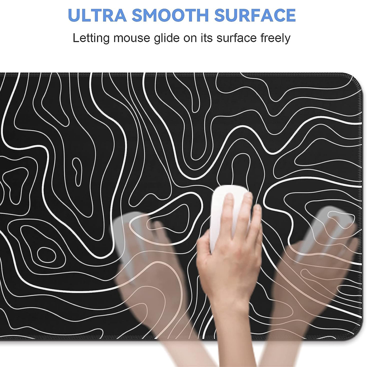 Large Gaming Mouse Pad 31.5 x 11.8in Topographic Black - Image 4