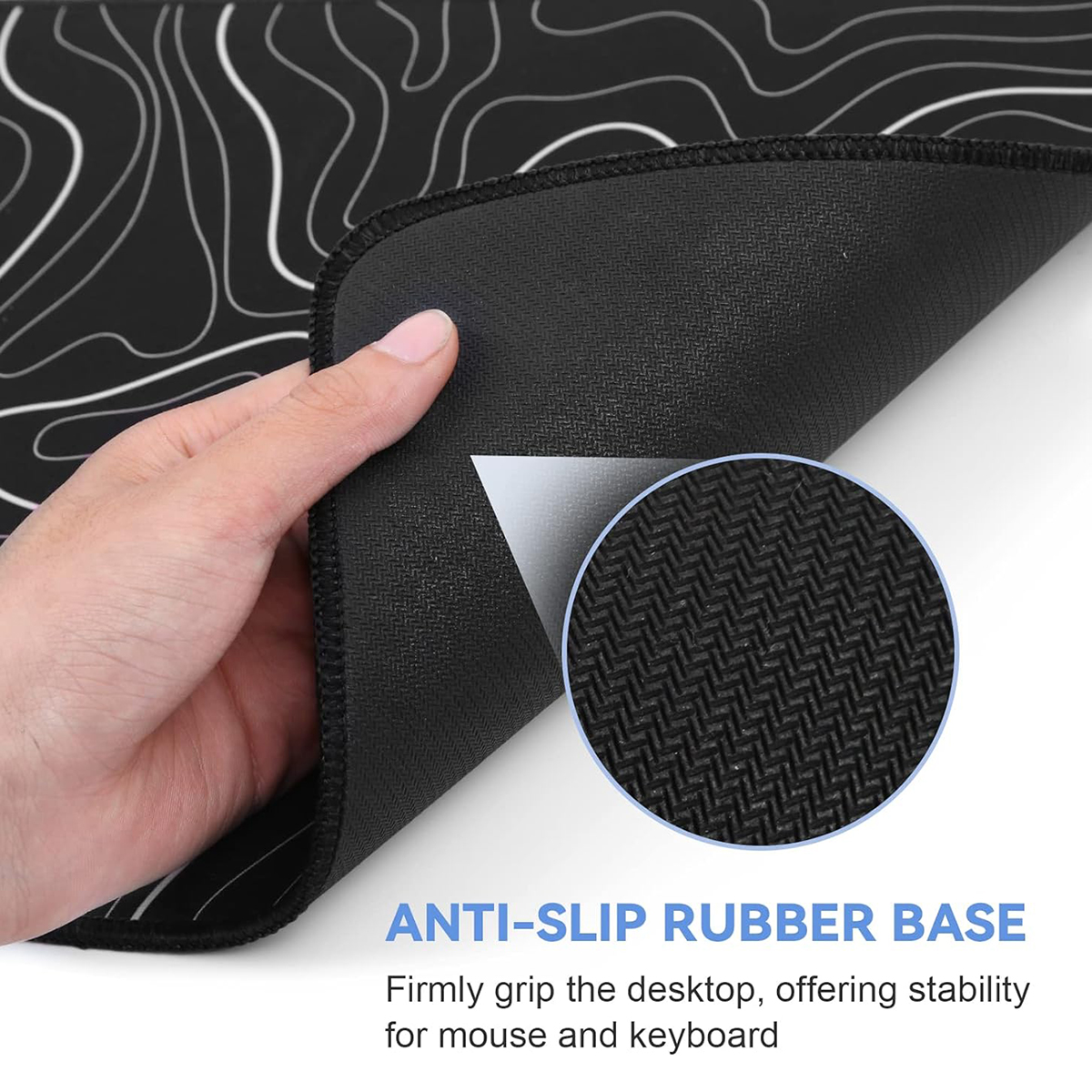 Large Gaming Mouse Pad 31.5 x 11.8in Topographic Black - Image 5