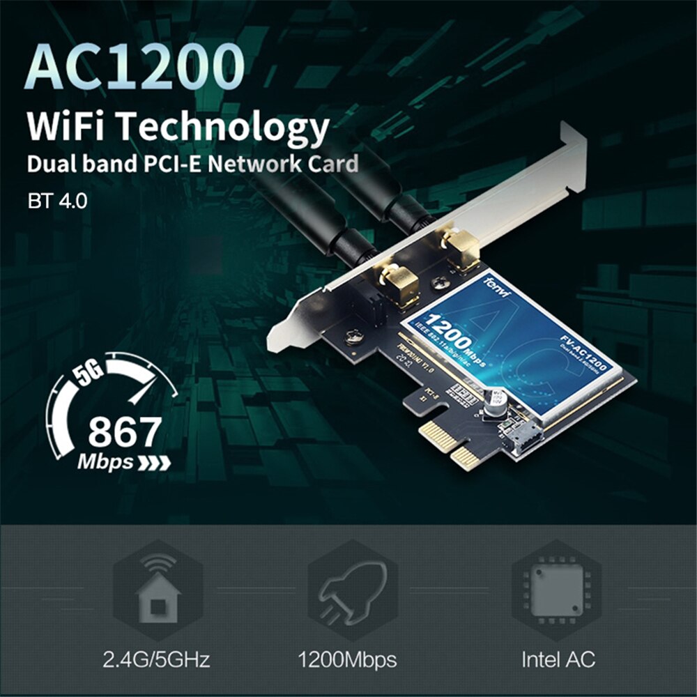 FENVI FV-AC1200 WiFi Card PCIE Adapter 2.4Ghz/5Ghz + Bluetooth4.0 - Image 6