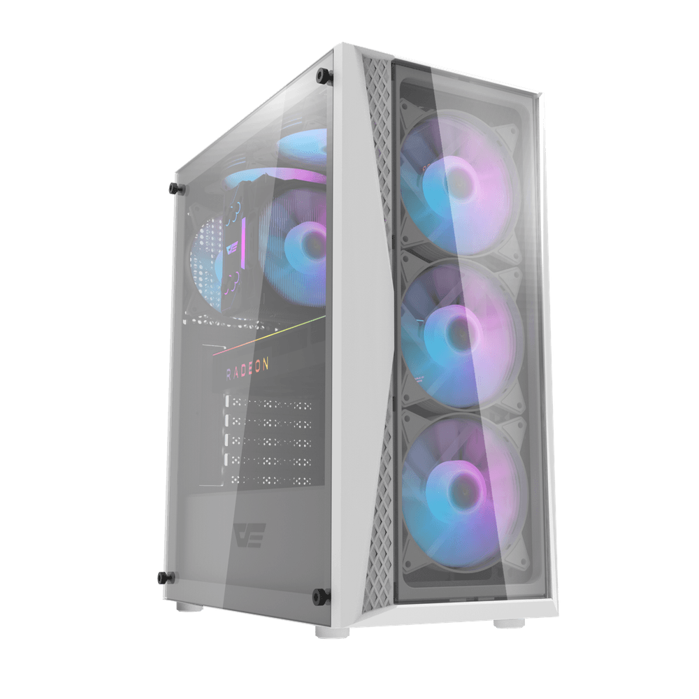 Dark Flash Dk352 PLUS 4 RGB Fan ATX Case | White