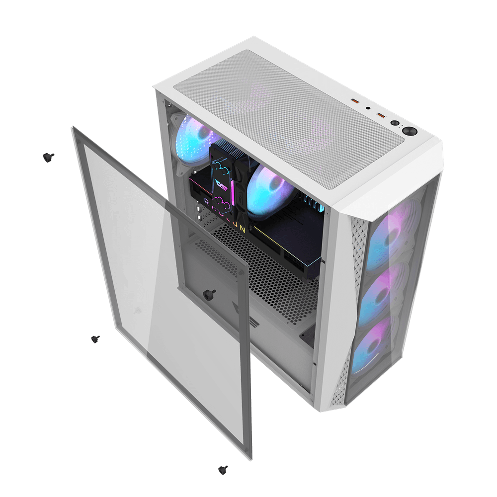 Dark Flash Dk352 PLUS 4 RGB Fan ATX Case | White - Image 5