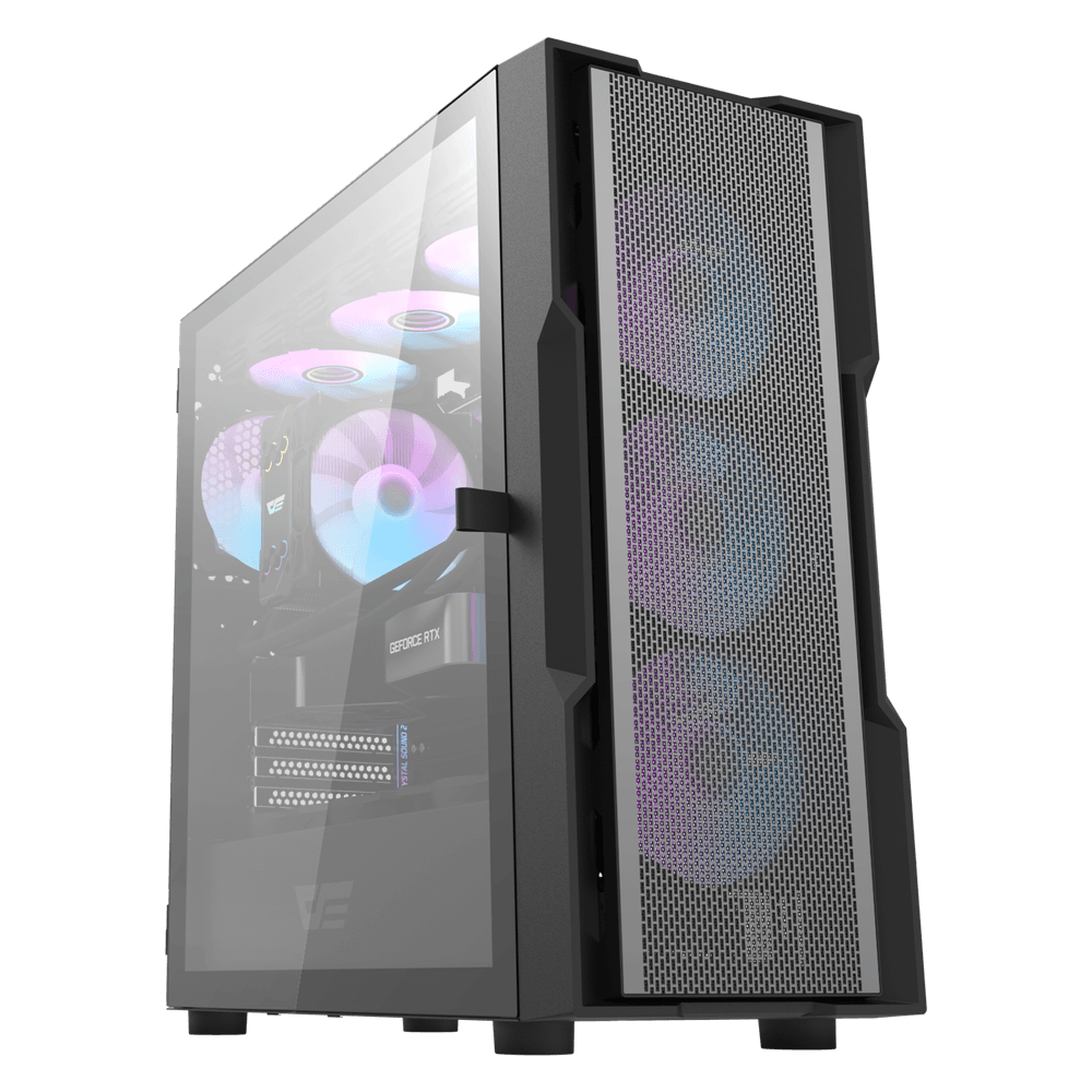 Dark Flash Dk431 Front Glass EATX Case | Black