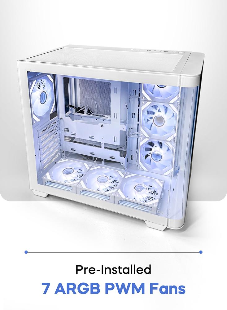 TORTOX Curvo Luxury Curved Case 7 ARGB Fan | White - Image 2