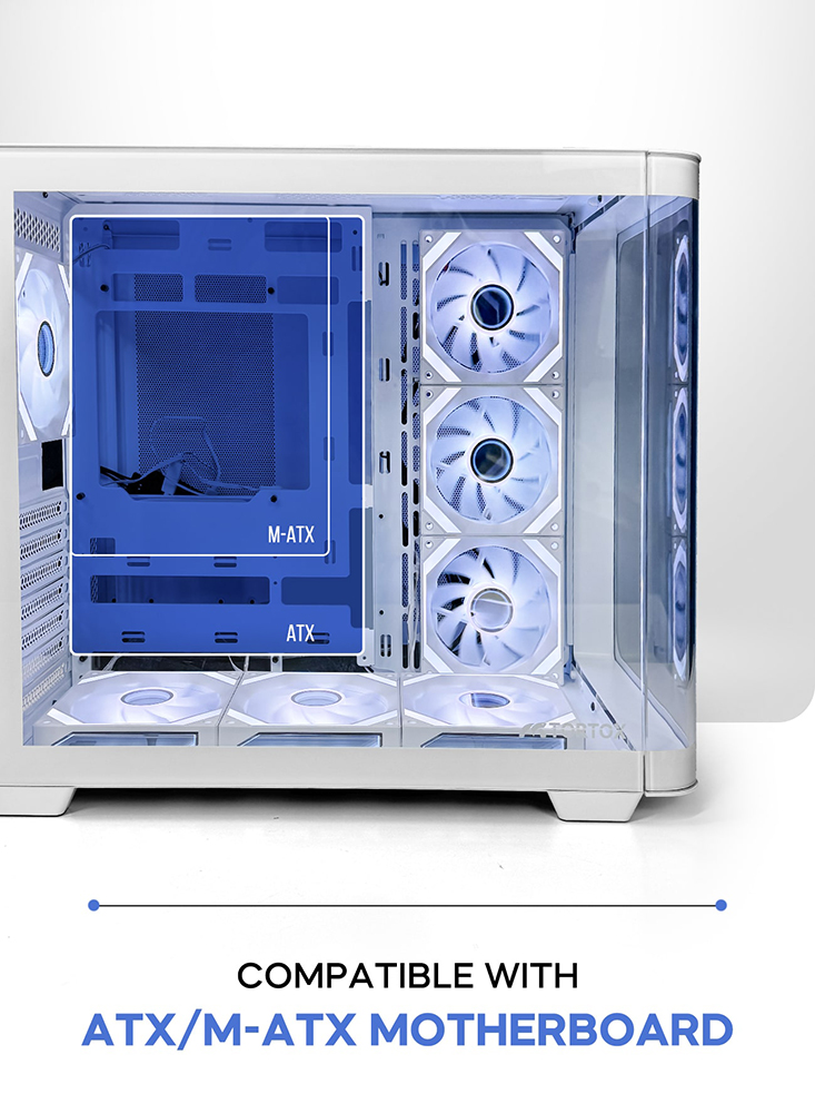 TORTOX Curvo Luxury Curved Case 7 ARGB Fan | White - Image 3