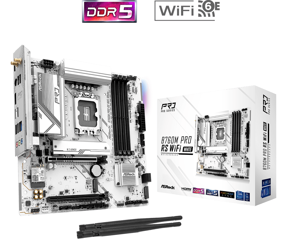ASrock B760M Pro RS WiFi DDR5 LGA 1700 ( White )