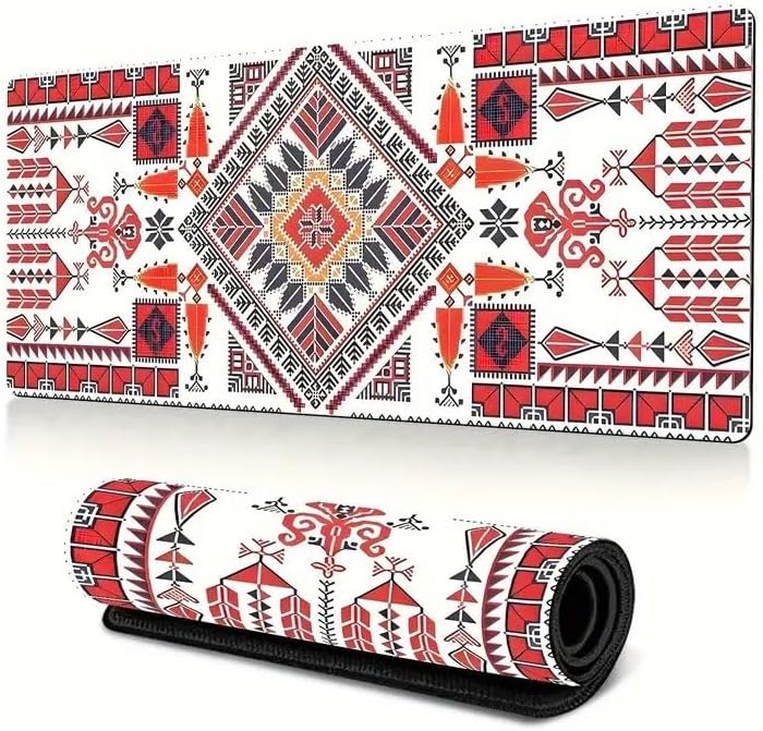 Red Arabian style 31.5x11.8-inch super large mouse pad