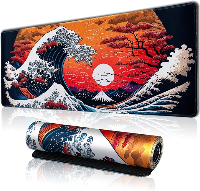 KASTWAVE Japanese Sea Waves Large Gaming Mouse Pad