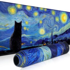 excovip Starry Night Cat Gaming Mouse Pad