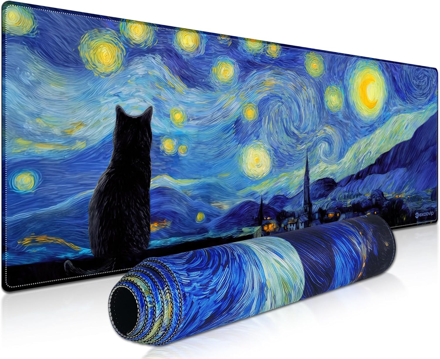 excovip Starry Night Cat Gaming Mouse Pad