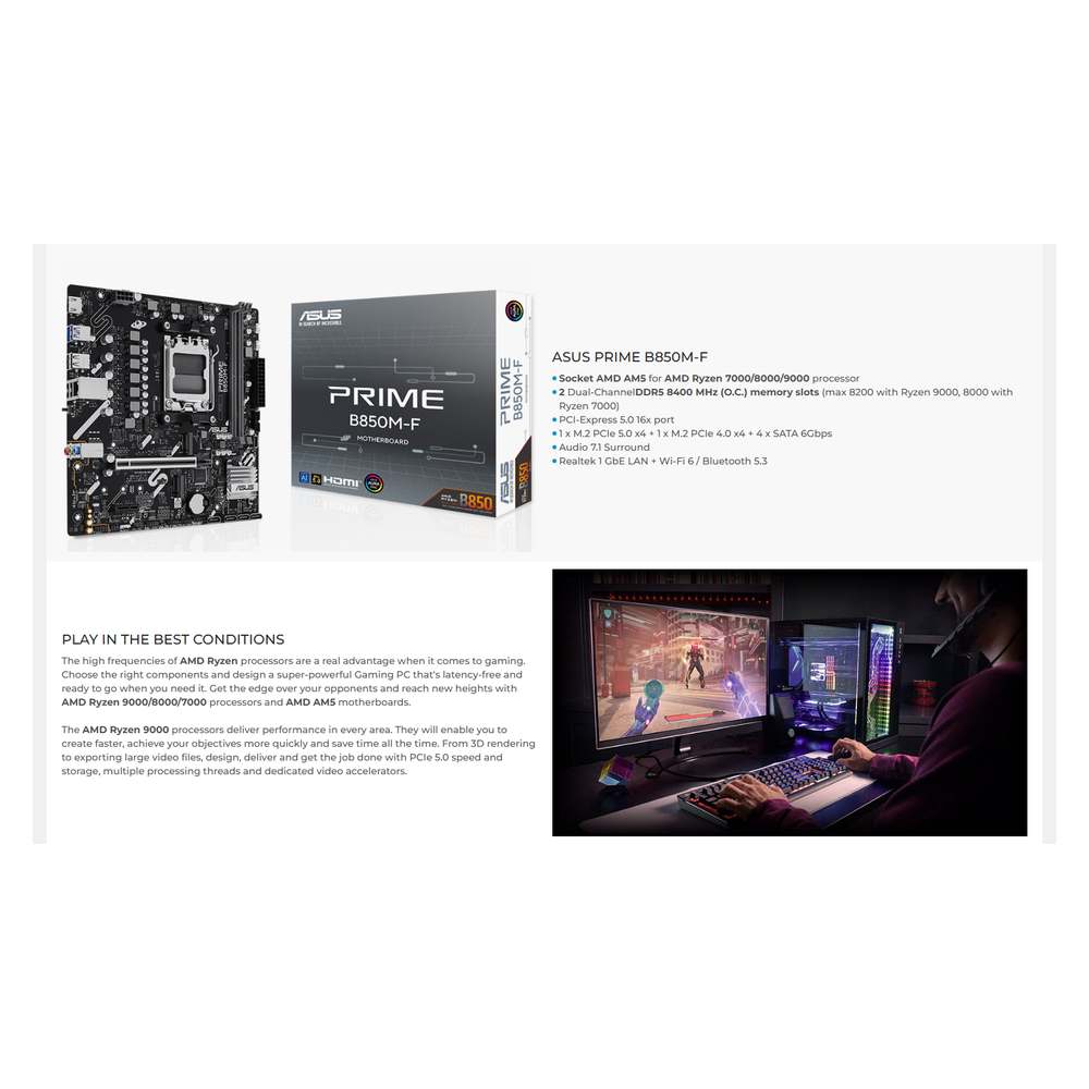 ASUS PRIME B850M-F WIFI Motherboard - Image 4